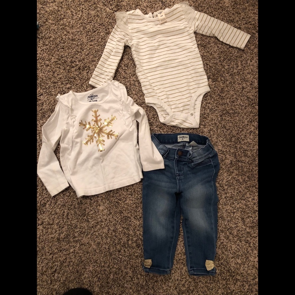 Oshkosh 18 month Gold and White Set